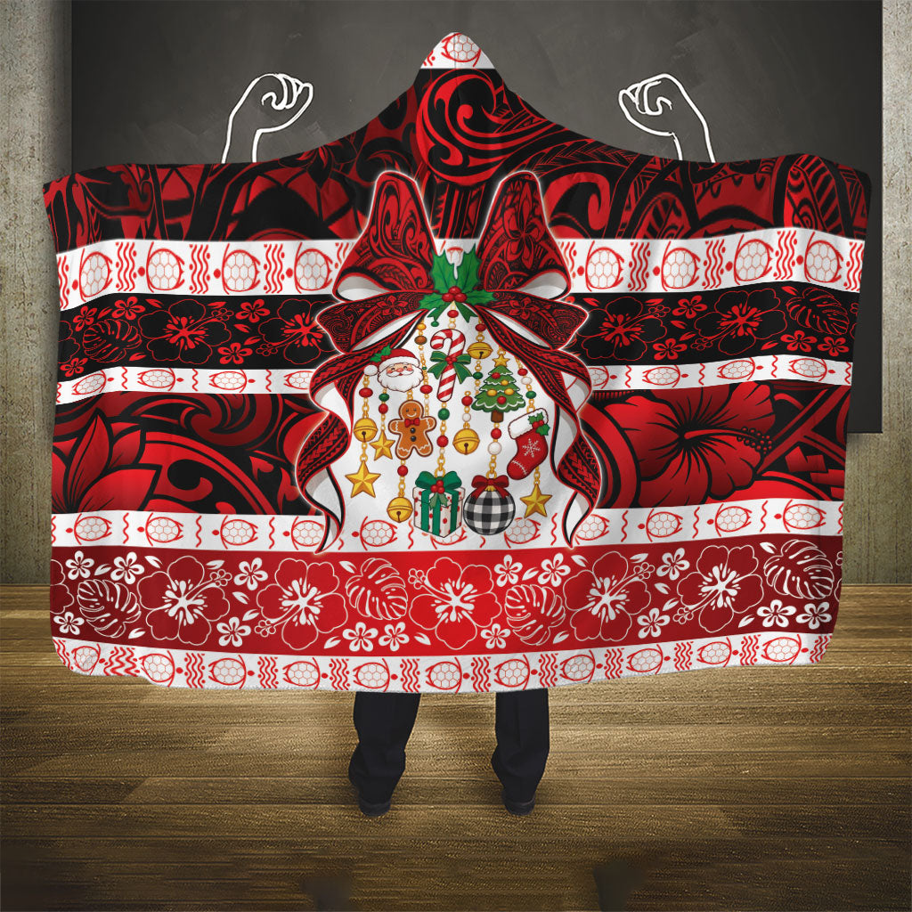 Polynesian Hibiscus Tribal Christmas Bow Hooded Blanket LT9 - Polynesian Pride