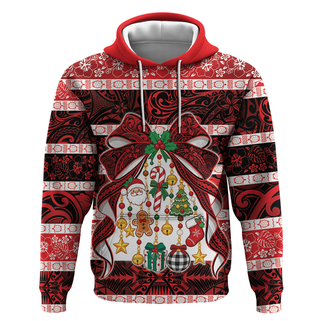 Polynesian Hibiscus Tribal Christmas Bow Hoodie LT9 Pullover Hoodie Multicolor - Polynesian Pride