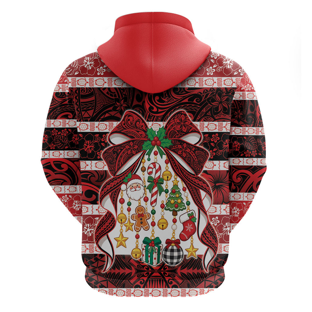 Polynesian Hibiscus Tribal Christmas Bow Hoodie LT9 - Polynesian Pride
