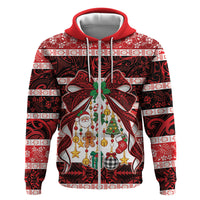 Polynesian Hibiscus Tribal Christmas Bow Hoodie LT9 Zip Hoodie Multicolor - Polynesian Pride