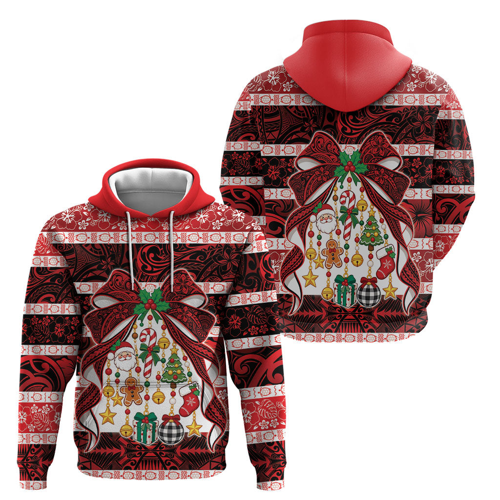 Polynesian Hibiscus Tribal Christmas Bow Hoodie LT9 - Polynesian Pride