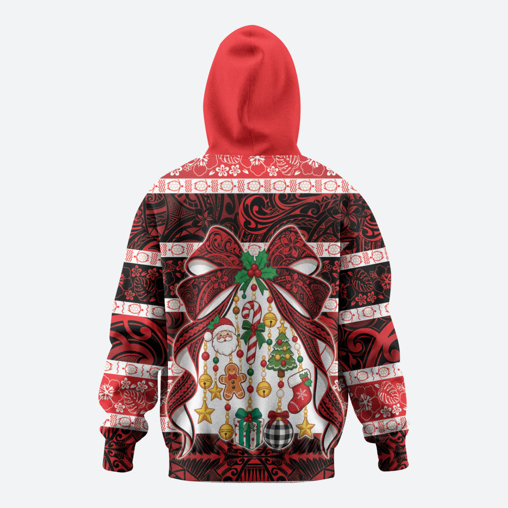 Polynesian Hibiscus Tribal Christmas Bow Hoodie LT9 - Polynesian Pride