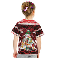 Polynesian Hibiscus Tribal Christmas Bow Kid T Shirt
