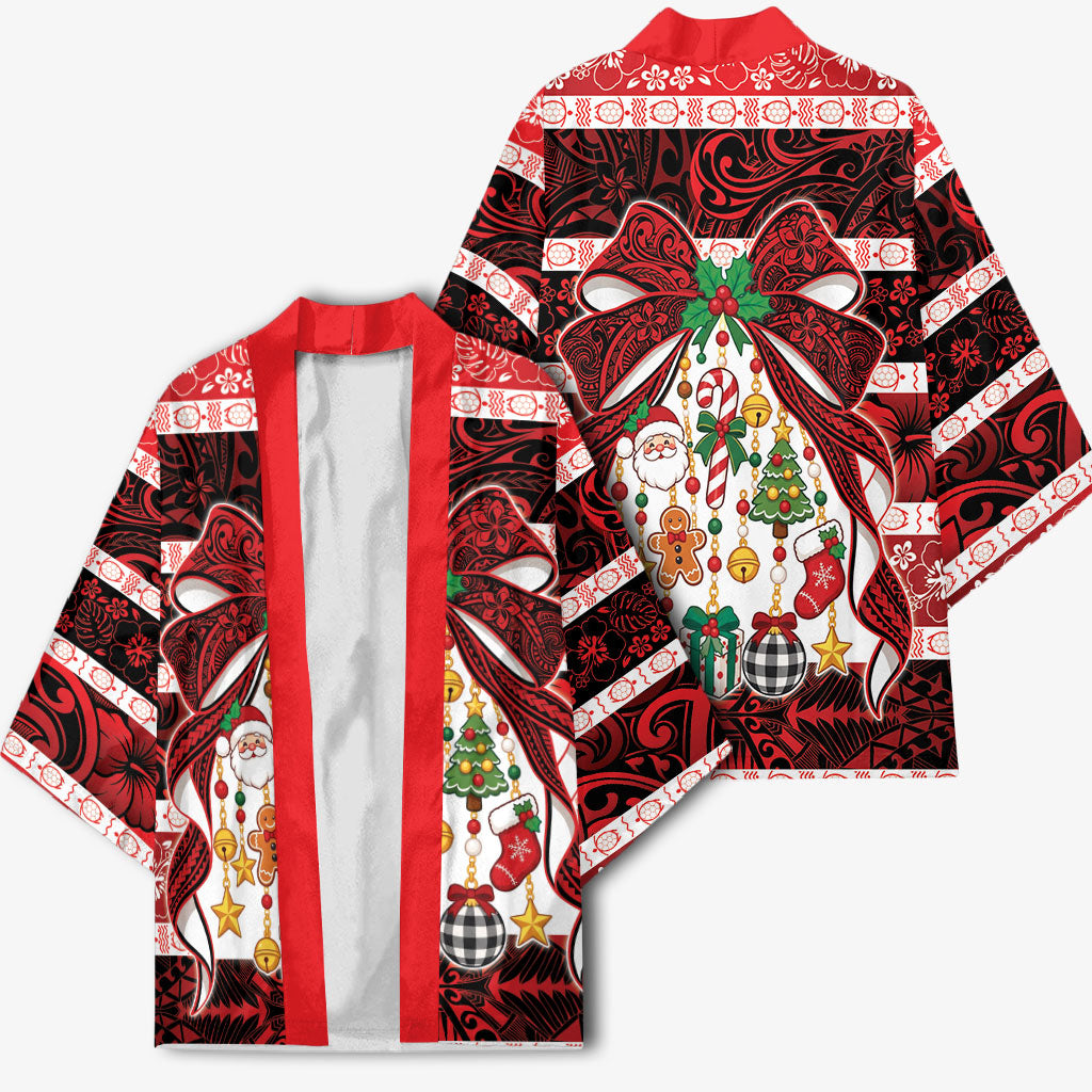 Polynesian Hibiscus Tribal Christmas Bow Kimono LT9 - Polynesian Pride