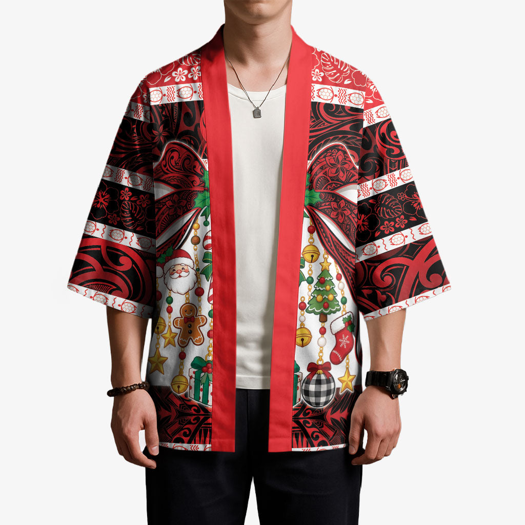 Polynesian Hibiscus Tribal Christmas Bow Kimono LT9 - Polynesian Pride