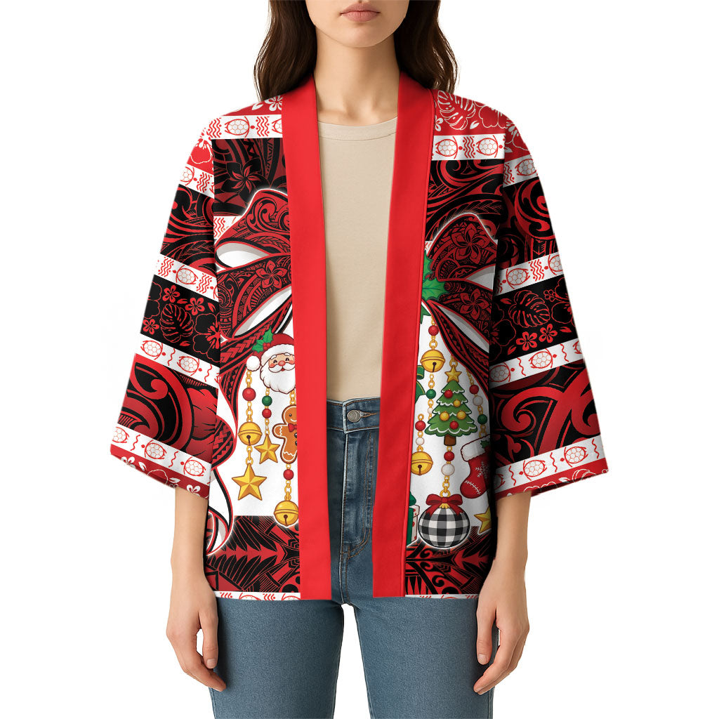 Polynesian Hibiscus Tribal Christmas Bow Kimono LT9 - Polynesian Pride
