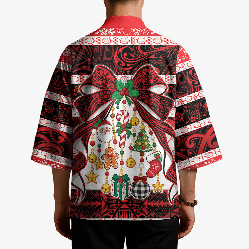 Polynesian Hibiscus Tribal Christmas Bow Kimono LT9 - Polynesian Pride
