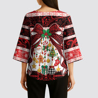 Polynesian Hibiscus Tribal Christmas Bow Kimono Sleeve Blouse LT9 - Polynesian Pride