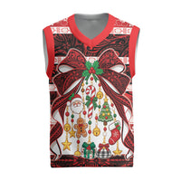 Polynesian Hibiscus Tribal Christmas Bow Christmas Knitted V-Neck Vest