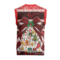 Polynesian Hibiscus Tribal Christmas Bow Christmas Knitted V-Neck Vest