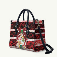 Polynesian Hibiscus Tribal Christmas Bow Leather Bag