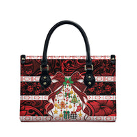 Polynesian Hibiscus Tribal Christmas Bow Leather Bag