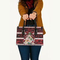 Polynesian Hibiscus Tribal Christmas Bow Leather Bag
