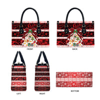 Polynesian Hibiscus Tribal Christmas Bow Leather Bag