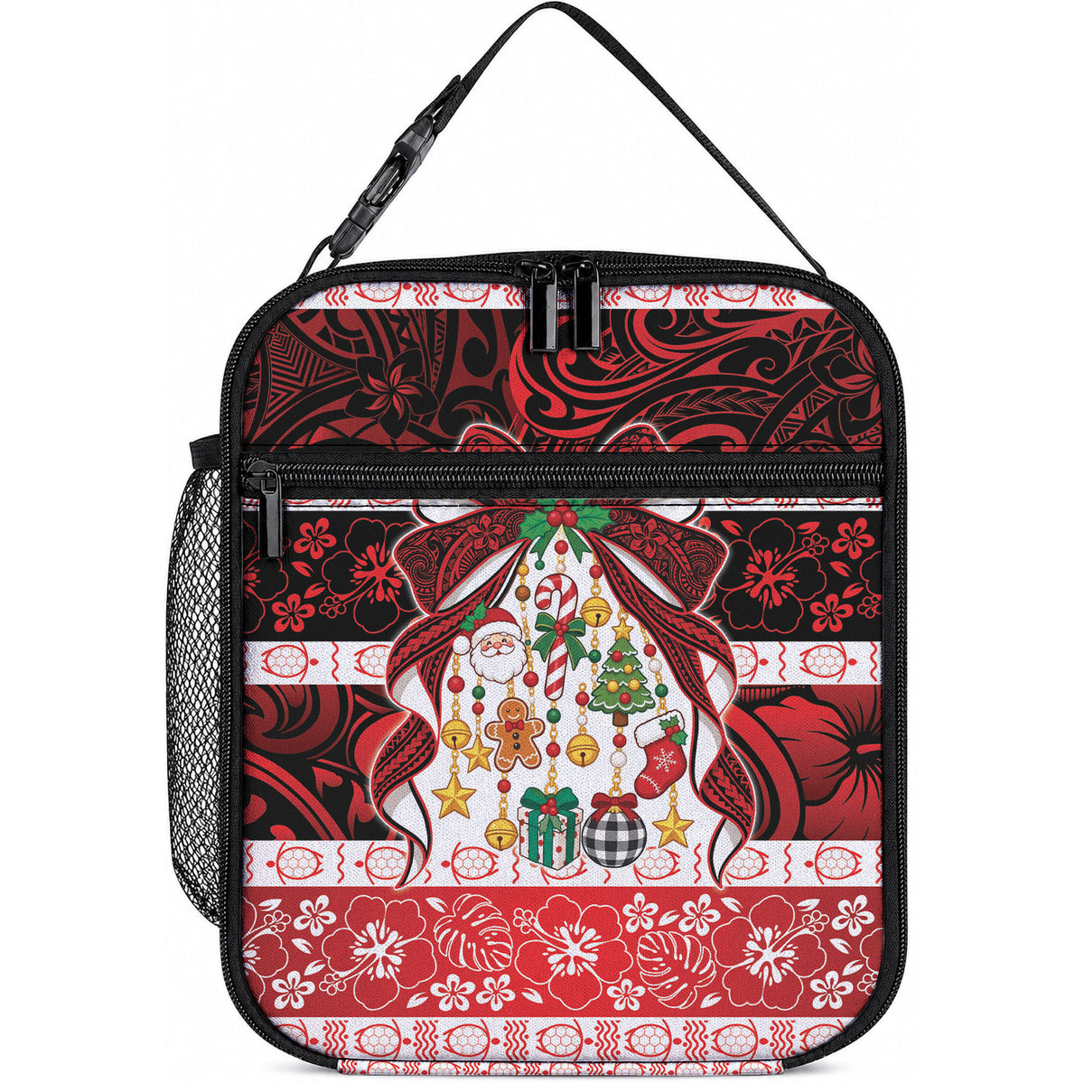 Polynesian Hibiscus Tribal Christmas Bow Lunch Bag