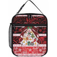 Polynesian Hibiscus Tribal Christmas Bow Lunch Bag