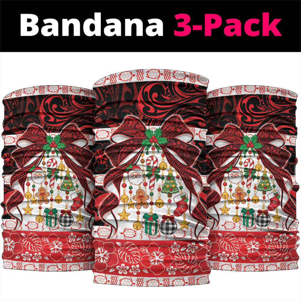 Polynesian Hibiscus Tribal Christmas Bow Neck Gaiter