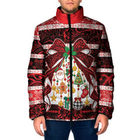 Polynesian Hibiscus Tribal Christmas Bow Padded Jacket