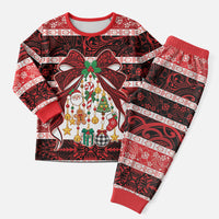 Polynesian Hibiscus Tribal Christmas Bow Christmas Pajama Set