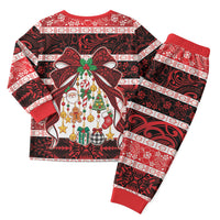 Polynesian Hibiscus Tribal Christmas Bow Christmas Pajama Set