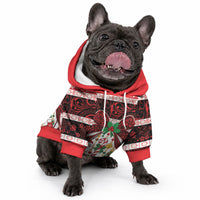 Polynesian Hibiscus Tribal Christmas Bow Pet Hoodie