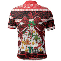 Polynesian Hibiscus Tribal Christmas Bow Polo Shirt