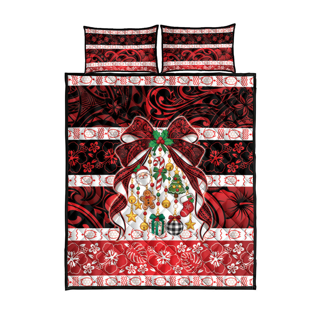 Polynesian Hibiscus Tribal Christmas Bow Quilt Bed Set LT9 - Polynesian Pride