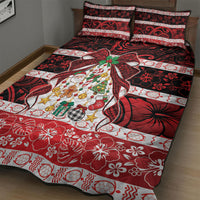 Polynesian Hibiscus Tribal Christmas Bow Quilt Bed Set LT9 - Polynesian Pride