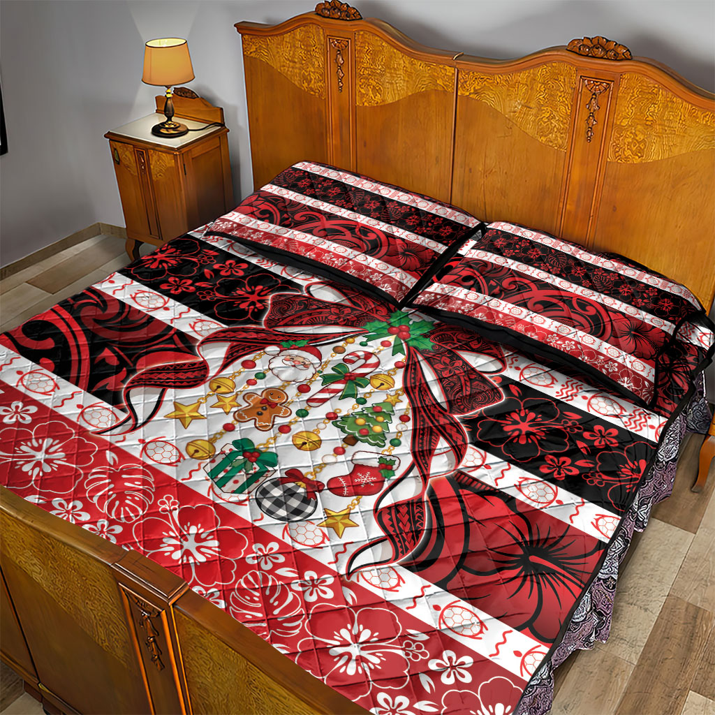 Polynesian Hibiscus Tribal Christmas Bow Quilt Bed Set LT9 - Polynesian Pride