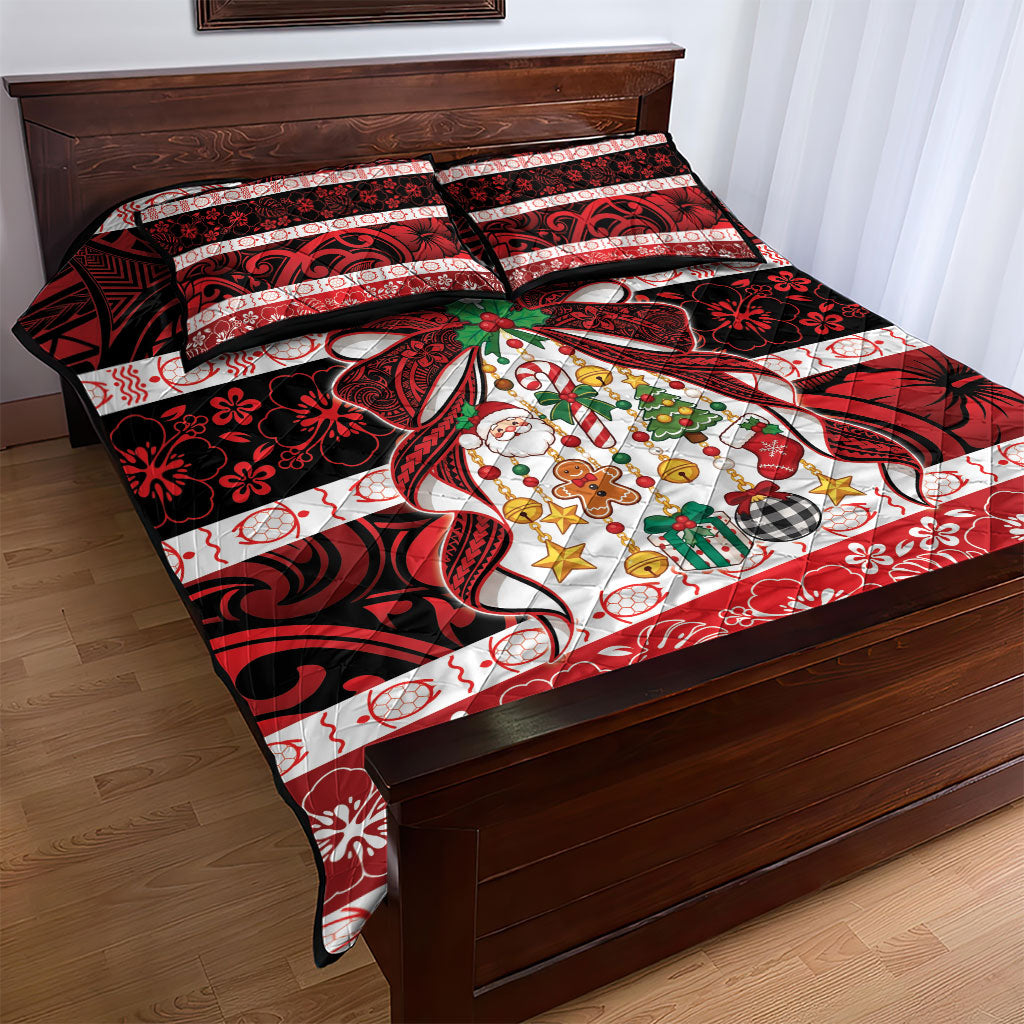 Polynesian Hibiscus Tribal Christmas Bow Quilt Bed Set LT9 - Polynesian Pride
