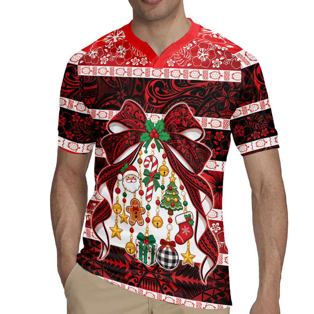 Polynesian Hibiscus Tribal Christmas Bow Rugby Jersey