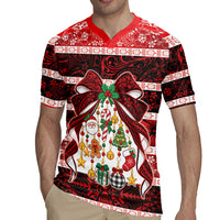 Polynesian Hibiscus Tribal Christmas Bow Rugby Jersey