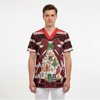 Polynesian Hibiscus Tribal Christmas Bow Scrub Top LT9 - Polynesian Pride