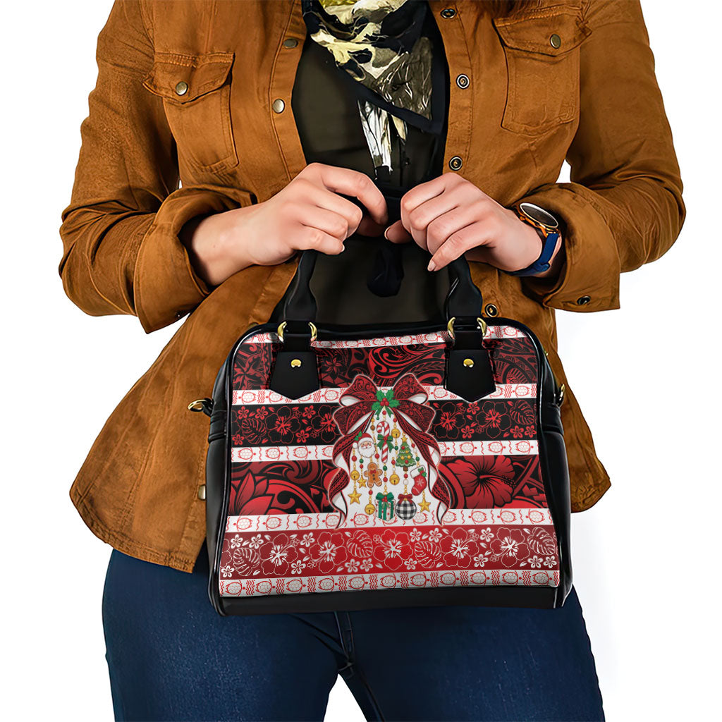 Polynesian Hibiscus Tribal Christmas Bow Shoulder Handbag LT9 - Polynesian Pride