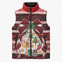 Polynesian Hibiscus Tribal Christmas Bow Sleeveless Puffer Jacket LT9 Unisex Multicolor - Polynesian Pride