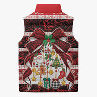 Polynesian Hibiscus Tribal Christmas Bow Sleeveless Puffer Jacket LT9 - Polynesian Pride