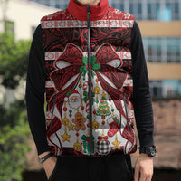 Polynesian Hibiscus Tribal Christmas Bow Sleeveless Puffer Jacket LT9 - Polynesian Pride