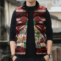 Polynesian Hibiscus Tribal Christmas Bow Sleeveless Puffer Jacket LT9 - Polynesian Pride