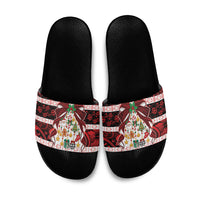 Polynesian Hibiscus Tribal Christmas Bow Slide Sandals