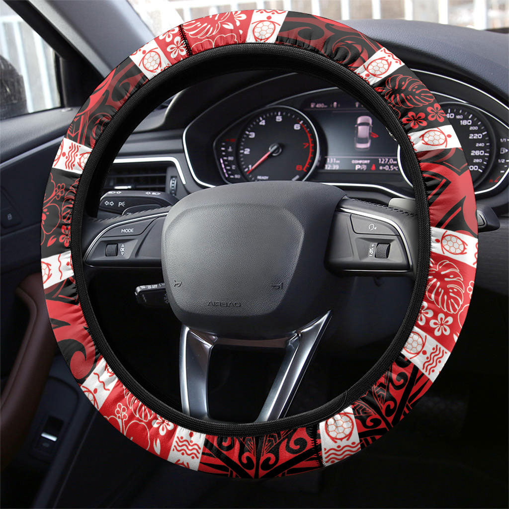 Polynesian Hibiscus Tribal Christmas Bow Steering Wheel Cover LT9 - Polynesian Pride