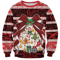 Polynesian Hibiscus Tribal Christmas Bow Sweatshirt LT9 Unisex Multicolor - Polynesian Pride