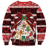 Polynesian Hibiscus Tribal Christmas Bow Sweatshirt LT9 - Polynesian Pride