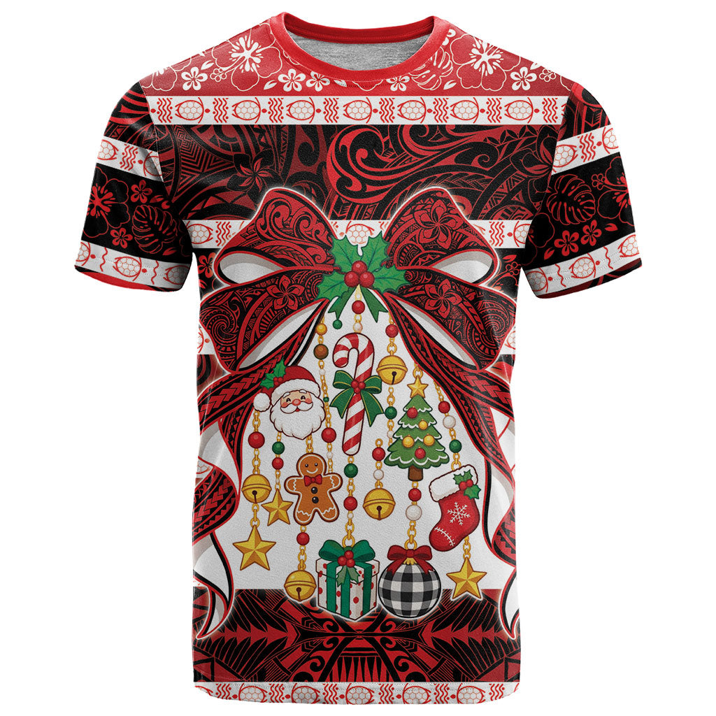Polynesian Hibiscus Tribal Christmas Bow T Shirt LT9 Multicolor - Polynesian Pride