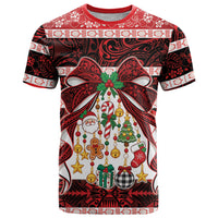 Polynesian Hibiscus Tribal Christmas Bow T Shirt LT9 Multicolor - Polynesian Pride