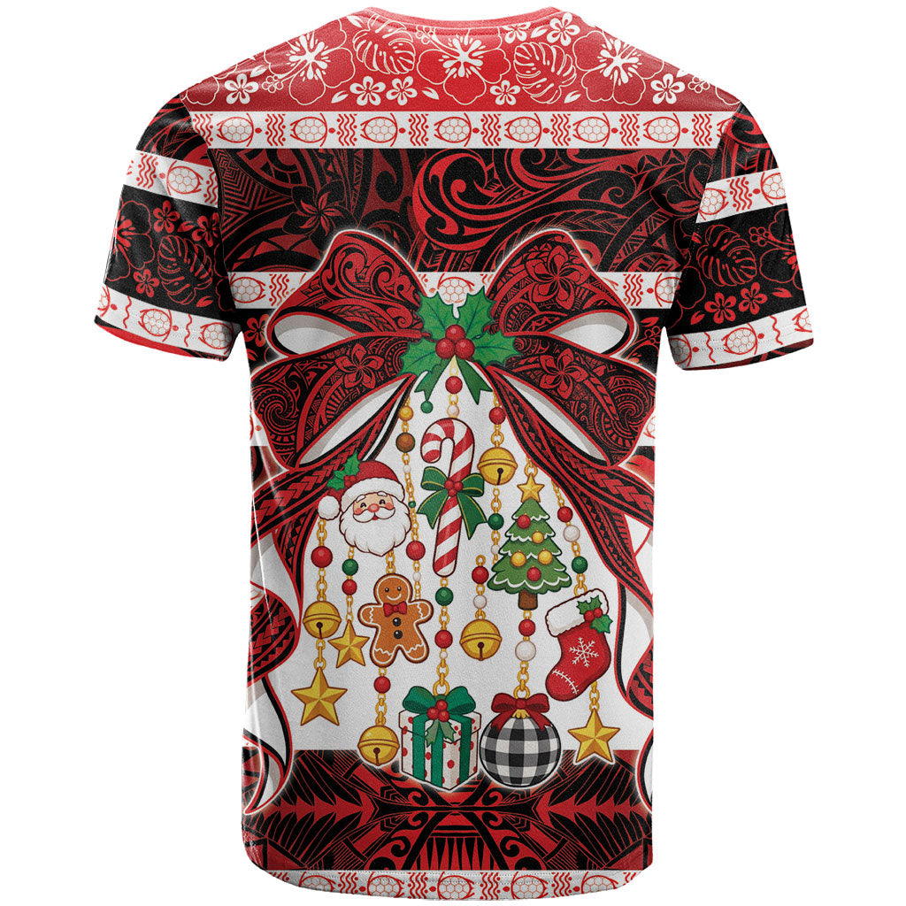 Polynesian Hibiscus Tribal Christmas Bow T Shirt LT9 - Polynesian Pride