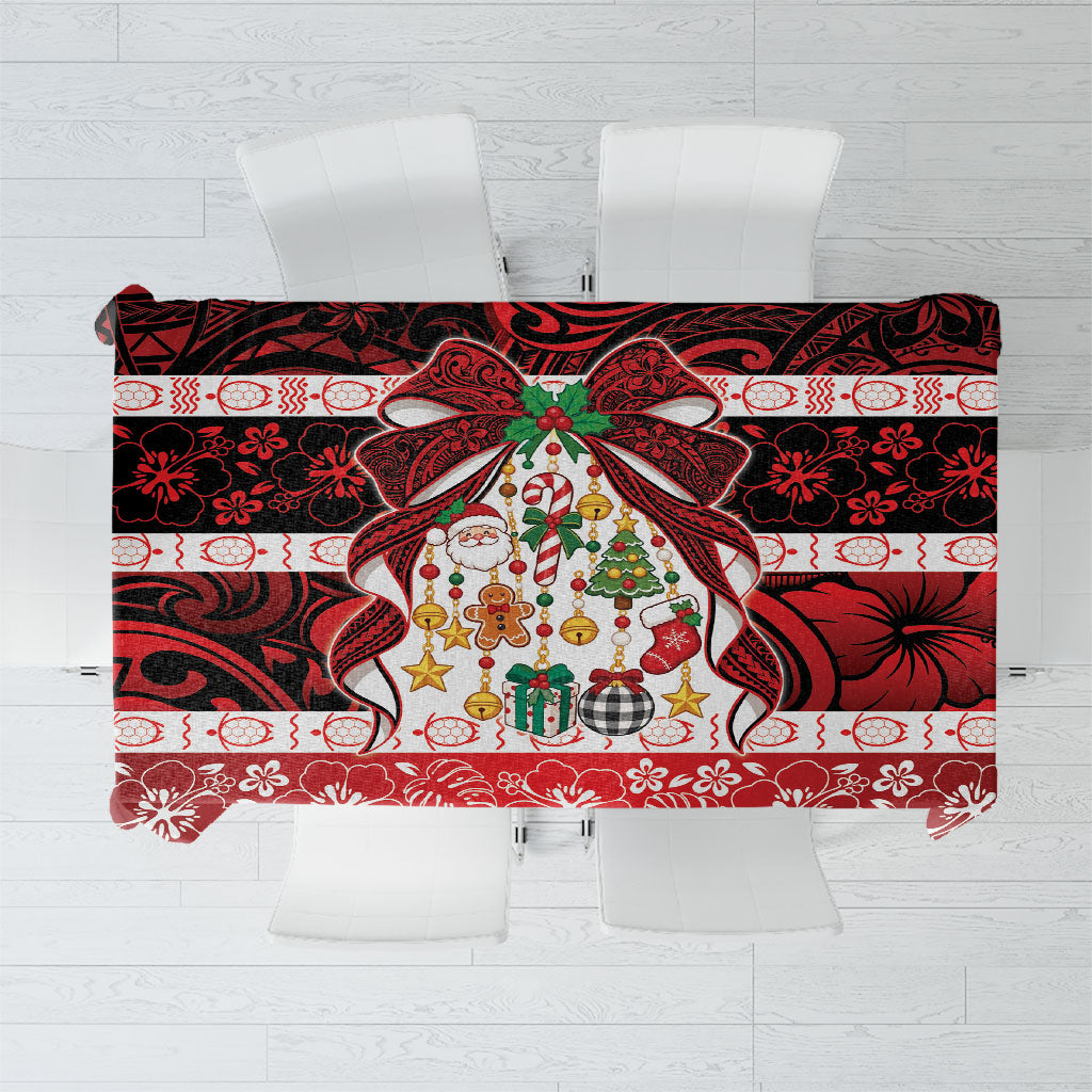Polynesian Hibiscus Tribal Christmas Bow Tablecloth