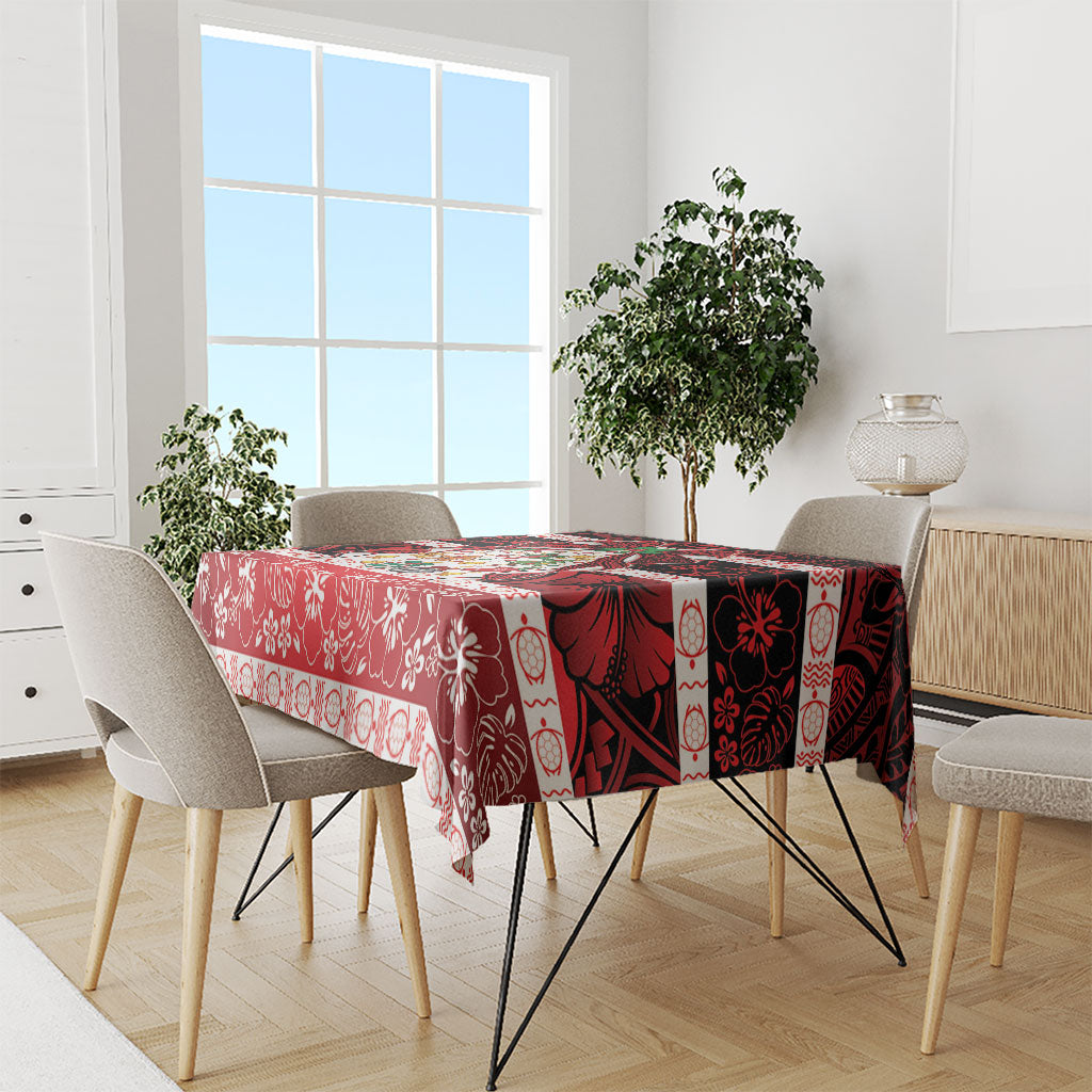 Polynesian Hibiscus Tribal Christmas Bow Tablecloth