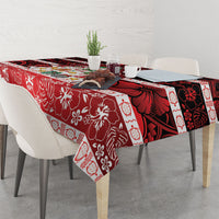 Polynesian Hibiscus Tribal Christmas Bow Tablecloth