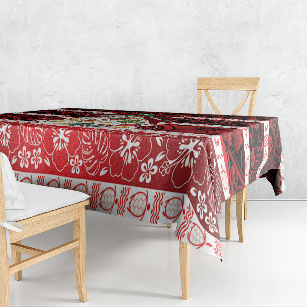 Polynesian Hibiscus Tribal Christmas Bow Tablecloth
