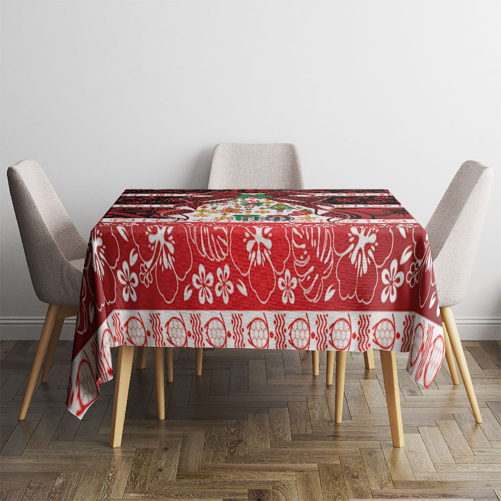 Polynesian Hibiscus Tribal Christmas Bow Tablecloth